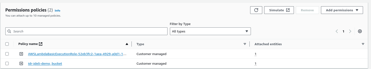 Role Policies Menu